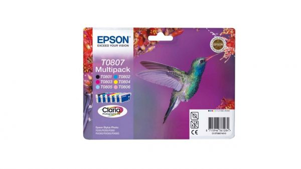 Epson T0807 6-Colour Multipack Ink Cartridge -(Hummingbird)