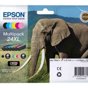 Genuine 6 Colour Epson 24XL (Elephant) High Capacity - Ink Cartridge Multipack