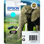 Genuine Epson 24XL Cyan (Elephant) High Capacity - OEM Ink Cartridge