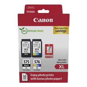 Genuine Canon PG-575XL & CL-576XL High Capacity Black & Tri-Colour - Ink Cartridge Multipack